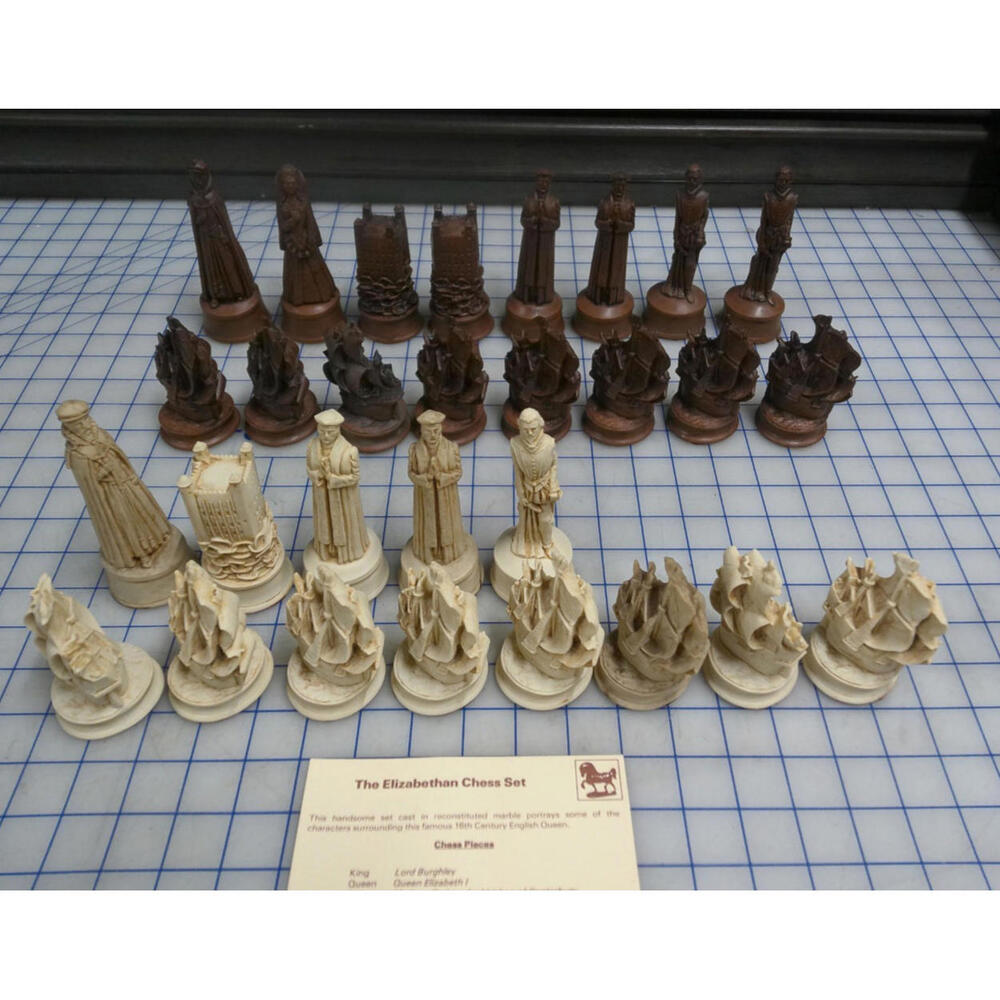 Elizabethan Chess Set Made in England – 29 Pieces Only – Incomplete